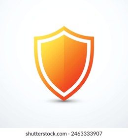 Orange shield icon. Vector illustration