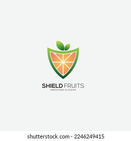 color de gradiente de la ilustración del logotipo del escudo naranja