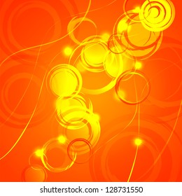 Orange shining background with  grunge circles for your web design