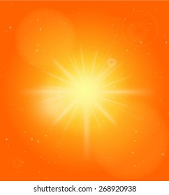 Orange   shining background with sun lights 