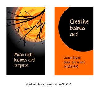 Orange shining moon creative business card