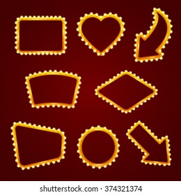 Orange shining retro frames set