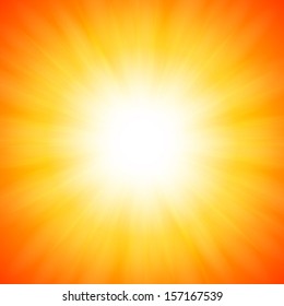 Orange shining vector sun