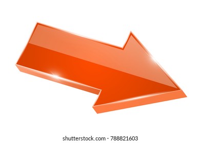 Orange shiny arrow. Vector 3d illustration isolated on white background