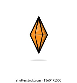 Orange Shiny Diamond Icon Gemstone Luxury Vector Illustration
