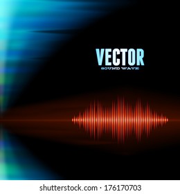 Orange shiny sound waveform with sharp peaks on polar lights background