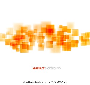 Orange shiny squares shapes technical background. Vector technology design