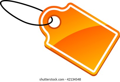 Orange shiny tag. Vector illustration.