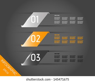 orange shiny transparent three oblique stickers. infographic concept.