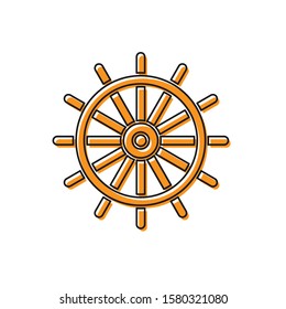 Orange Ship steering wheel icon isolated on white background.  Vector Illustration