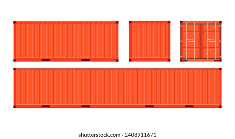 Orange shipping cargo container for transportation. Vector illustration in flat style. Isolated on white background.	
