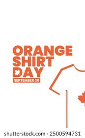 Orange shirt day, Every Child Matters, September 30, national day for truth and reconciliation, social media post, poster, card greeting, event, website, banner concept, vector illustration, Canada.