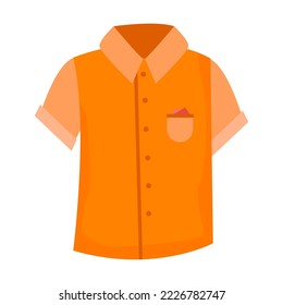 Orange shirt for male child, summer or spring clothes isolated on white background. Casual and formal clothes for boys vector illustration.Fashion, clothing concept