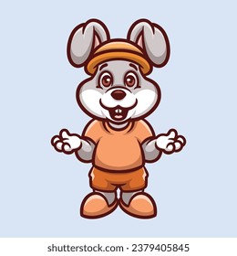 Orange Shirt Rabbit Creative Cartoon Illustration