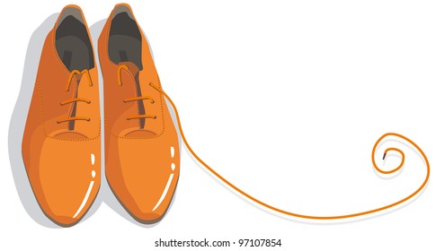 orange shoes with a curl of the  laces