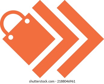 orange shopping bag and arrow vector icon design
