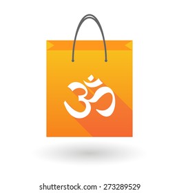 Orange shopping bag icon illusdtration with an om sign