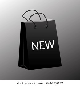 Orange shopping bag icon on a black background