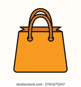 Orange shopping bag with rounded handles