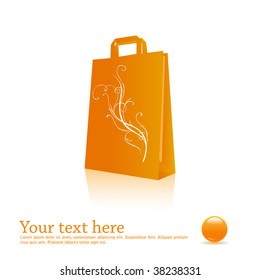 orange shopping bag with text