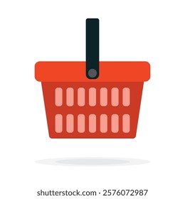 Orange Shopping Basket Vector Icon isolated on white background. e-shop concept, shopping basket icon sign, pictogram supermarket basket ,store container. Hypermarket product carry object, grocery