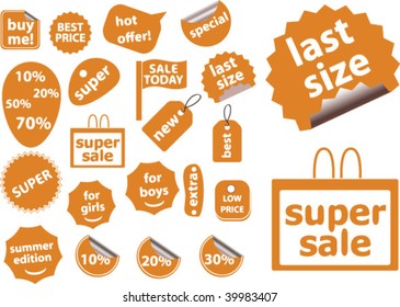 orange shopping signs. vector