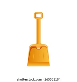 Orange shovel isolated on white background, illustration.