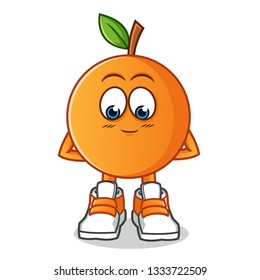 orange shy mascot vector cartoon illustration