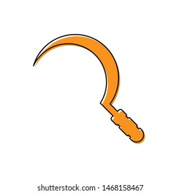 Orange Sickle icon isolated on white background. Reaping hook sign.  Vector Illustration