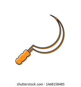 Orange Sickle icon isolated on white background. Reaping hook sign.  Vector Illustration