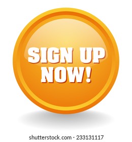 Orange sign up button on white background