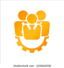 . Orange sign with low light on white background