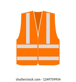 Orange signal vest with reflective stripes. Vector illustration