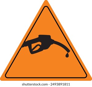 Orange signboard of Gas filling in modern style with nozzle and drop, editable vector design. Petrol filling sign
