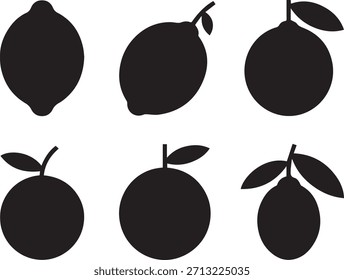 Orange Silhouette Set - Zitrusfrüchte Silhouetten im Vektorstil für Lebensmittel, Ernährung und Grafikdesign