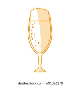 orange silhouette shading cartoon beer in cup glass with foam