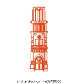 orange silhouette shading cartoon building architecture column of tower