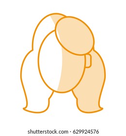 orange silhouette shading of faceless front view woman