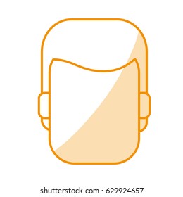 orange silhouette shading of faceless front view man with hairstyle