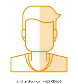 orange silhouette shading of faceless half body man with hairstyle