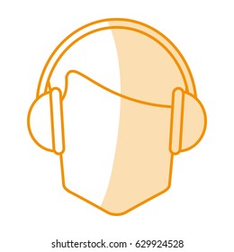 orange silhouette shading of front faceless guy customer service icon