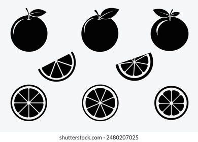 Orange Silhouette Vector Set: Isolated Figures on White Background, Clean and Minimalistic Design for Versatile Creative Use