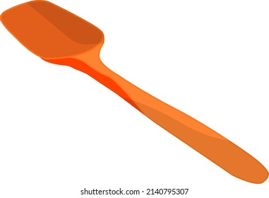 Orangefarbene Silikonspatel, Illustration, Vektorgrafik auf weißem Hintergrund.