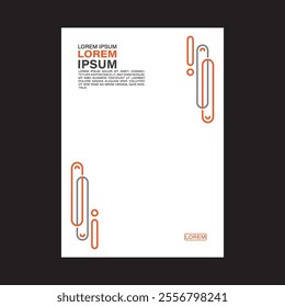 Orange , silver and white design on white  background. A4 size book cover template for annual report, magazine, booklet, proposal, portfolio, brochure, poster