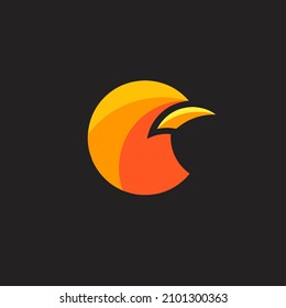 logotipo de cabeza de pájaro simple naranja