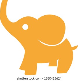 Orange and simple elephant icon. 