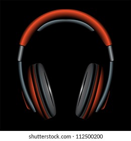 orange Simple Headphones in Silhouette, vector