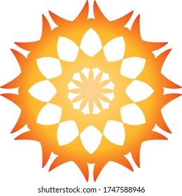 Orange simple mandala icon on white background