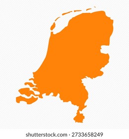 Orange Simple Map of Netherlands Country
