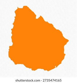 Orange Simple Map of Uruguay Country